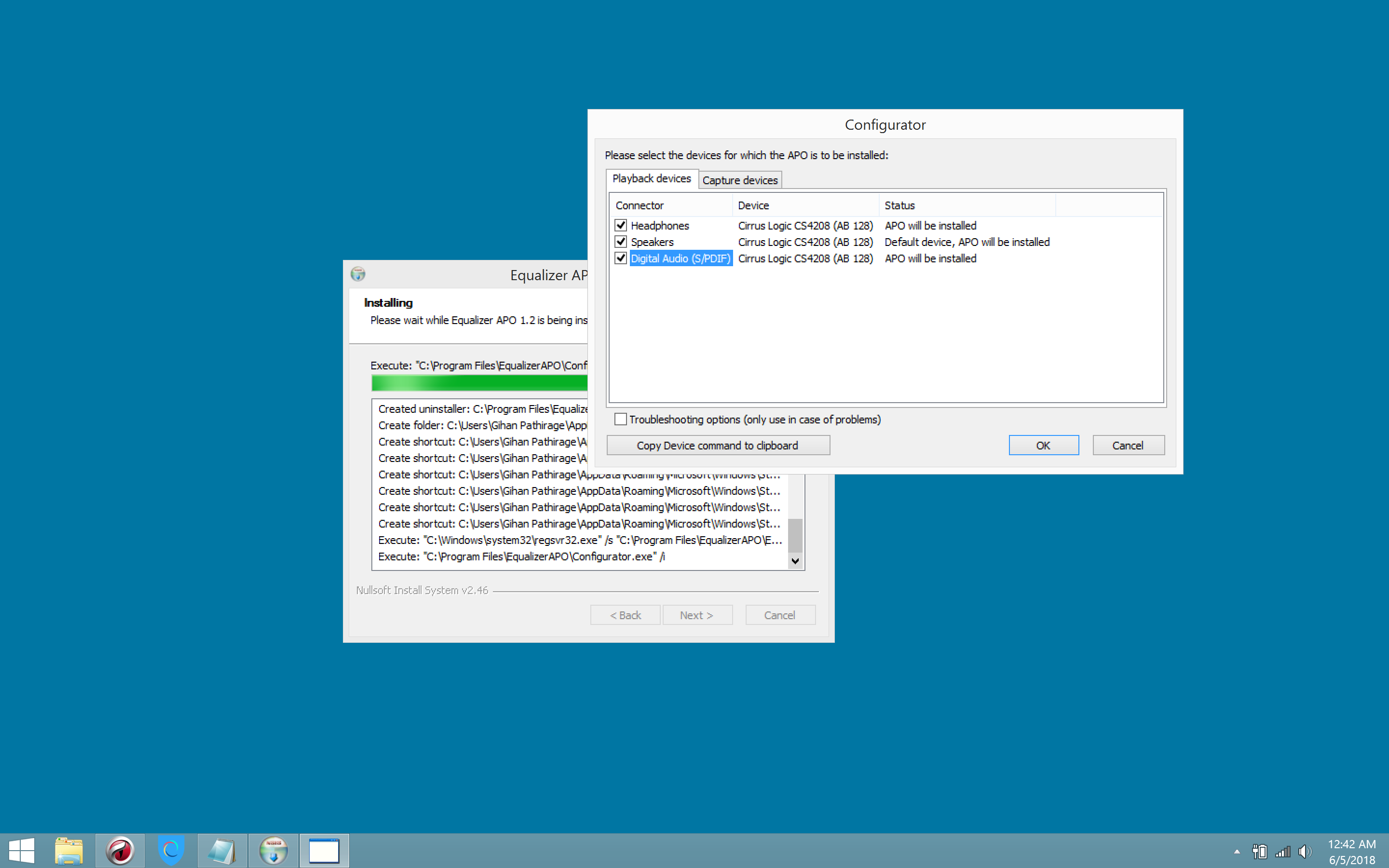 Equalizer APO Installer Device Selection